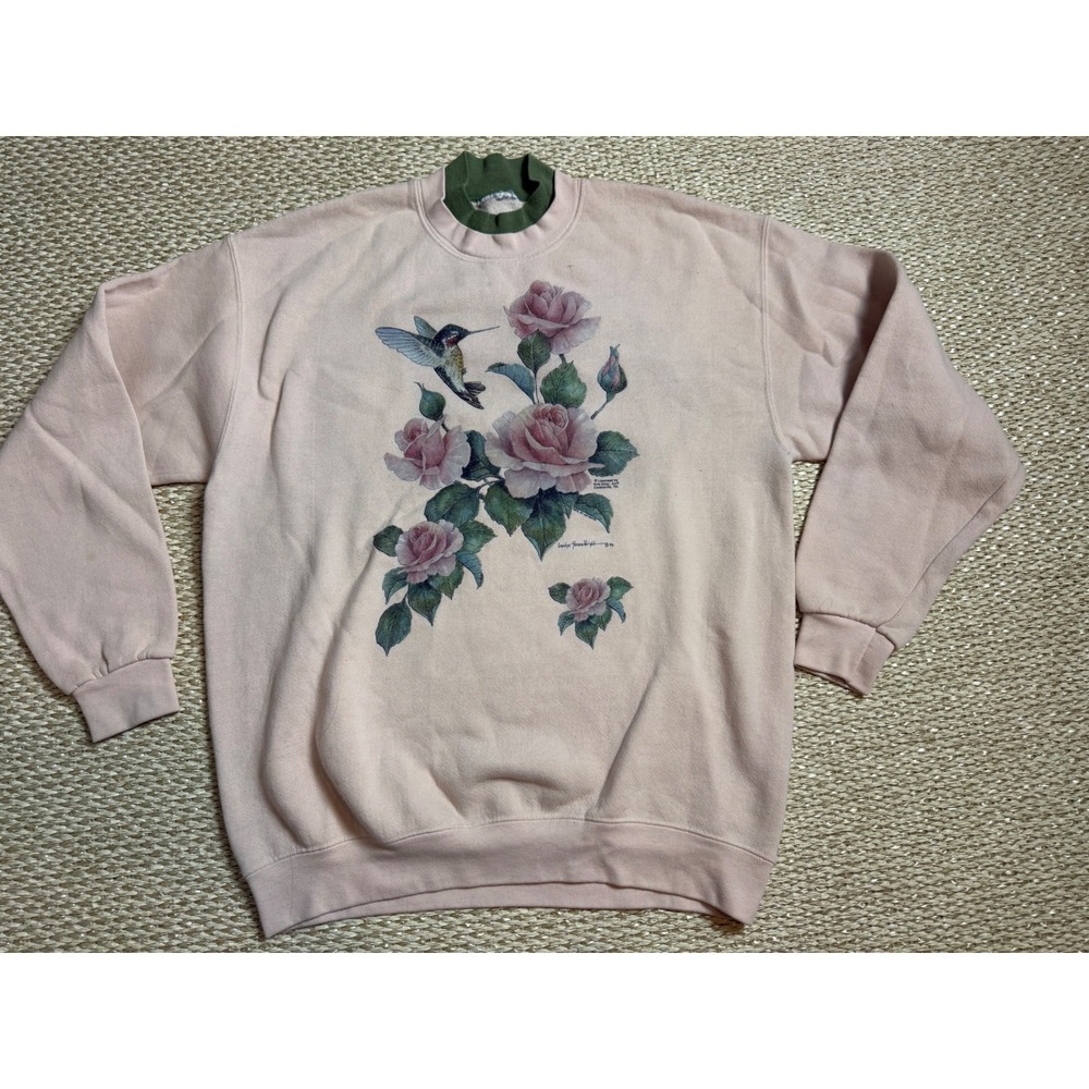 Vintage 1996 Carolyn Shores Wright Hummingbird Sweatshirt Cottagecore country XL